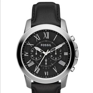 Fossil
Men's Chronograph Grant Black Leather Strap